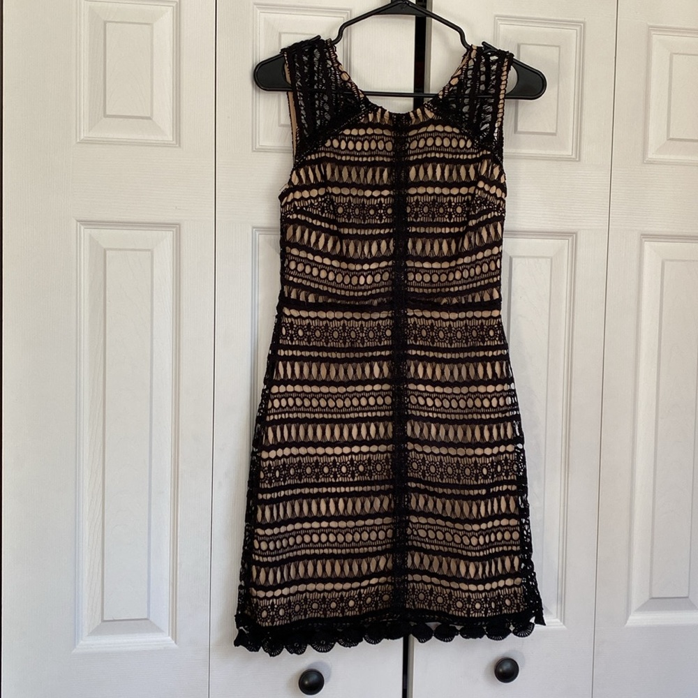 Black nude lace dress